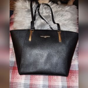 Karl Lagerfeld black leather tote